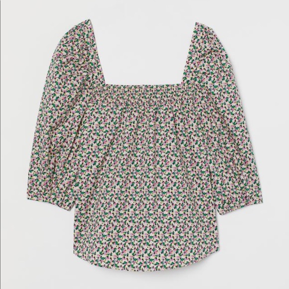 H&M Cotton Puff-sleeved Blouse sz L, like new